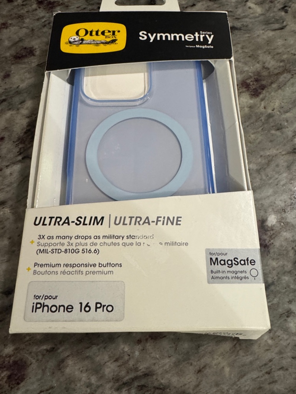 New OtterBox Symmetry Series MagSafe Case for iPhone 16 Pro - Light Blue/Clear - Picture 2 of 6
